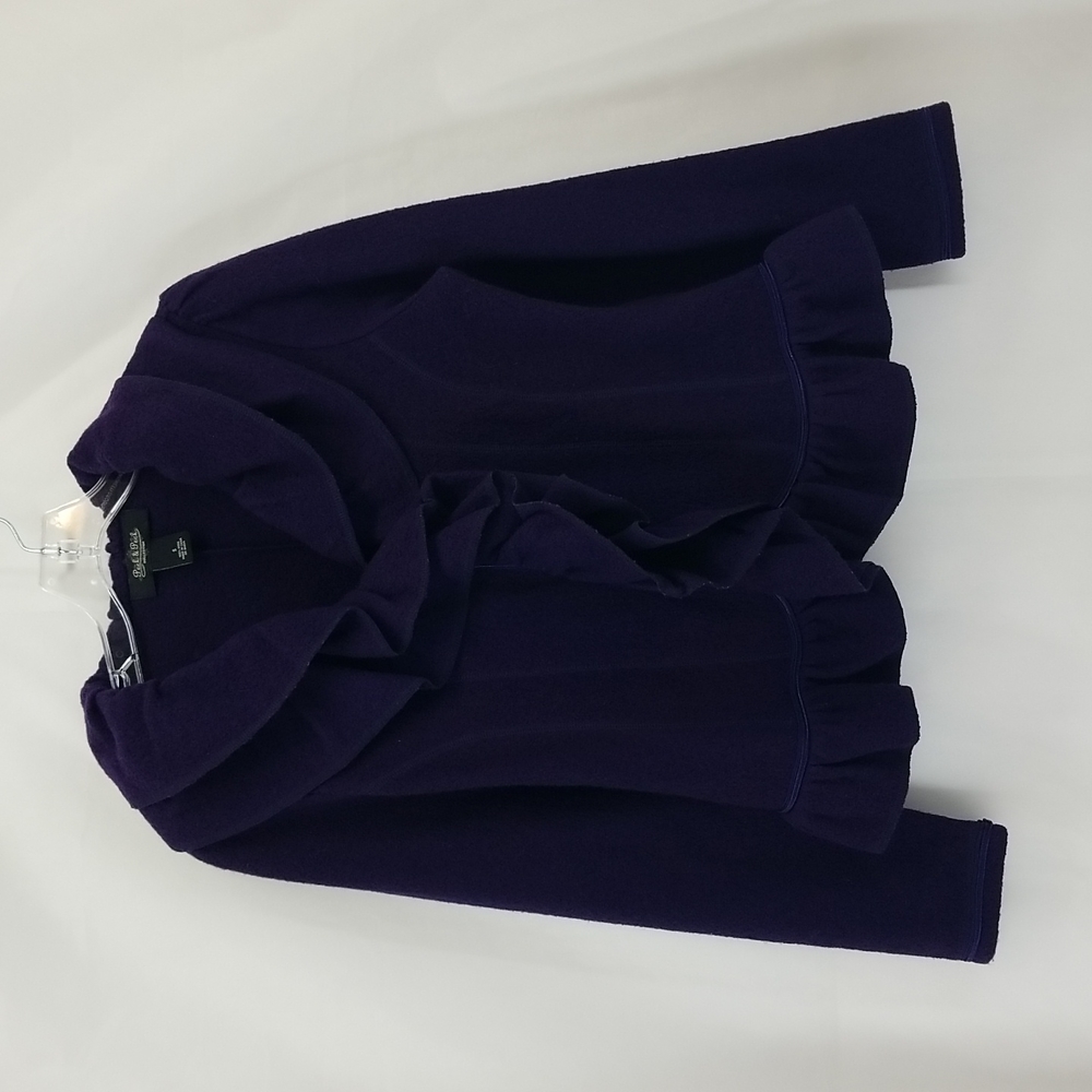 Vtg PECK & PECK 1980s Deep Purple Wool Ruffle Grannycore Fairycore Blazer